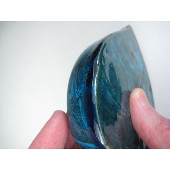 Blue Green Swirled Ceramic Heart Paperweight 3 Inch Decorative Tabletop - Picture 11 of 11